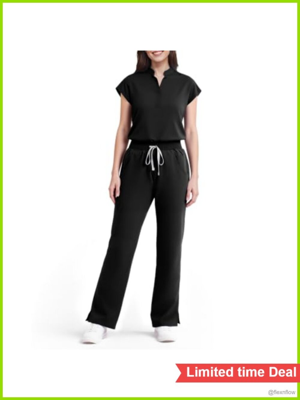 Women's Medical Scrub Set Sleeveless 9-Pocket Straight Leg Yoga Waist